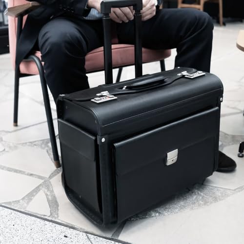 ALASSIO 92301 - Pilotenkoffer Silvana, aus Lederimitat, ca. 48 x 39,5 x 23 cm, schwarz