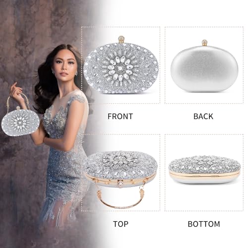 Image of Sparkly Women's Evening Clutch Purses Rhinestone Bag Luxury Handbags For Weddings Formal Prom Party