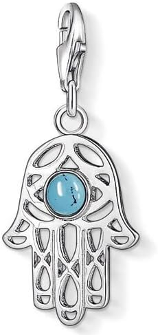 Thomas Sabo Women Charm Pendant Hand of Fatima Turquoise Charm Club 925 Sterling Silver 1052-404-17, silber