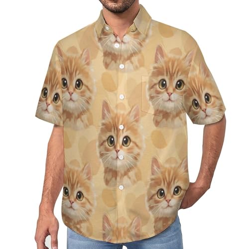 Chemise décontractée à manches courtes homme motif chat mignon
