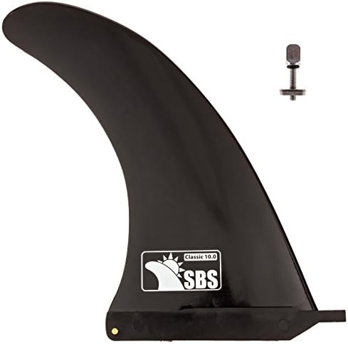 SBS 10" Surf & SUP Fin - Free No Tool Fin Screw - 10 inch Center Fin for Longboard, Surfboard & Paddleboard