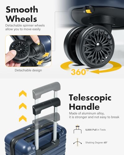 Lekesky 16 Inch Carry On Luggage for Airplanes - Hard Shell Suitcase with TSA Lock, Detachable Spinner Wheels Lightweight ABS Carry On Suitcase for Travel Weekend Trips Men Women,  image 5