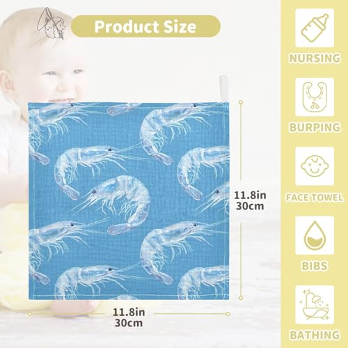 vvfelixl Baby Muslin Washcloths Crystal Shrimp Baby Burp Cloths Cotton Babys Face Towel for Newborn Infants Boys Girls Soft and Absorbent 11.8 X 11.8 in, 3 Pack4