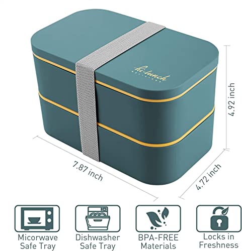 Bento Lunch Box - All-In-One Stackable Japanese Bento Box - Leakproof Eco-Friendly Meal Prep Containers For Men Women, Microwave And Dishwasher Safe,Easy Wash (Blue) #TOP2
