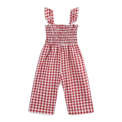 Baby Girl Clothes Romper overall Pants Plaid Sleeveless Ruffle Halter Jumpsuit