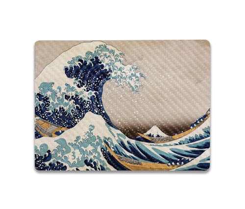 Image of MightySkins Carbon Fiber Skin Compatible with Microsoft Surface Laptop Go 3 (2023) Full Wrap Kit - Great Wave of Kanagawa | Protective, Durable Textured Carbon Fiber Finish | Made in The USA