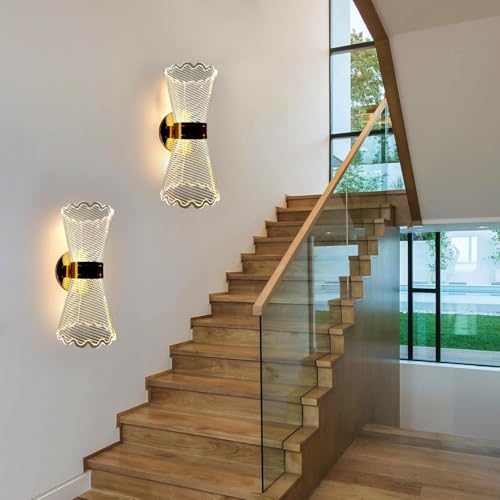 Image of Groeien 12W | 3 Color LED Nordic Sconce TwirlGlow Transparent Indoor Home Acrylic Wall Lamp for Bedroom Living Room Corridor Lighting Fixtures Wall Mount(Warm+Natural+Coolwhite)(TwirlGlow)