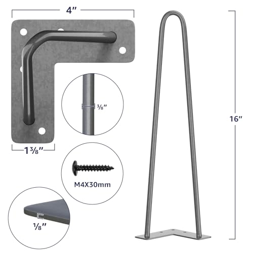 image for SMARTSTANDARD 16 Inch Heavy Duty Hairpin Furniture Legs, Metal Home DI