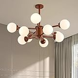 MATÉRIAU - Le lustre à bulles en verre laiteux à 10 lumières est fait de bois et d'abat-jour en verre. Facile à installer. La boîte comprend tout le matériel de montage et les instructions pour une installation rapide et facile.