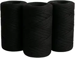 SYMEON Kit 3 Fio De Malha Ecológico 85% Algodão Espessura Média Crochê Tricô Artesanato 1,5kg 240m (Tons de Preto)