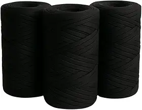 SYMEON Kit 3 Fio De Malha Ecológico 85% Algodão Espessura Média Crochê Tricô Artesanato 1,5kg 240m (Tons de Preto)