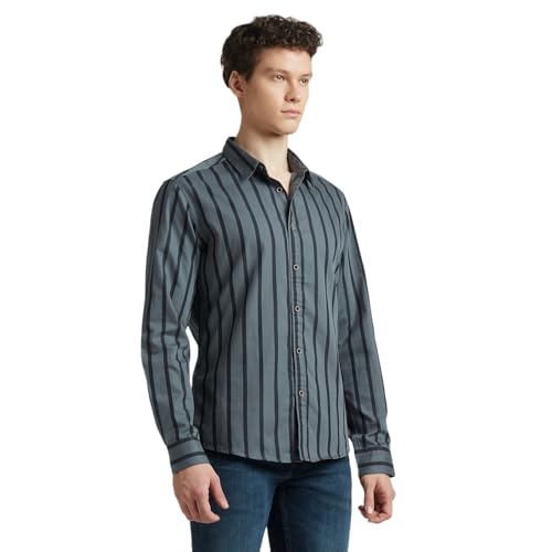 Image of Pepe Jeans Men's Casual Shirt | Striped Shirt for Men| Regular Fit | Vertical Stripes | Full Sleeve | Available in Plus Size