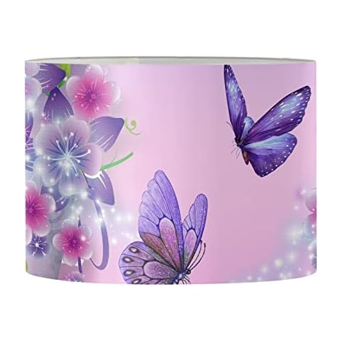 Suhoaziia Butterfly Flowers Pink Lampshade for Table Lamp Floor Light for Bedroom Living Room Farmhouse Home Decor Cover