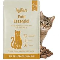 KatKare Hypoallergene Gefriergetrocknete Katzensnacks für empfindliche Katzen - Monoprotein Katzen Leckerlis Getreidefrei, ohne Zusatzstoffe, Monoprotein Proteinquelle - Ente Essential - 30g