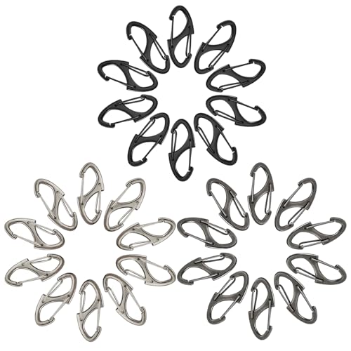 Image of 30Pcs Zipper Clips Anti Theft, Anti Theft Zipper Locks for Backpacks, Purse & Handbag Zippers Security, S Carabiner Clip, Mini Carabiner Clips, Black, Grey & Silver