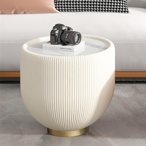 Maotifeys Modern Round End Table Luxury Sintered Stone Top Coffee