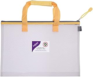 Snopake A4++ High Capacity EVA Mesh Project/Book Bag [Pack of 1] Heavy Duty Bag with Soft Grip Carry Handle [Clear/Yellow] 15873