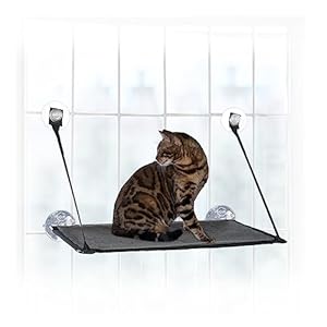 K&H Pet Products EZ Mount Cat Window Perch for Large Cats, Sturdy Kitty Sill Window Hammock Bed, Steel Frame, Sturdy Suction Cups, Washable Shelf Cover, Foldable – Fits 27″W X 23″H Glass Spaces