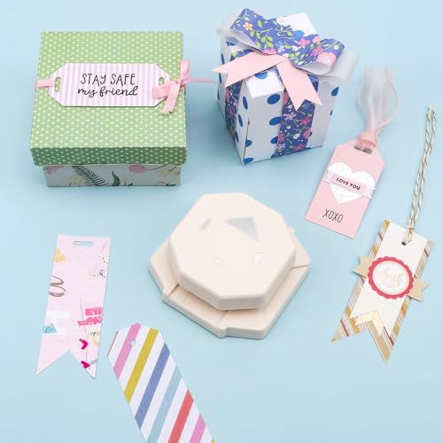 4-in-1 Tag Punch for Paper Crafts Label Corner Punches for Crafting DIY Projects Photo Scrapbook Pages and Other Papercraft Projects