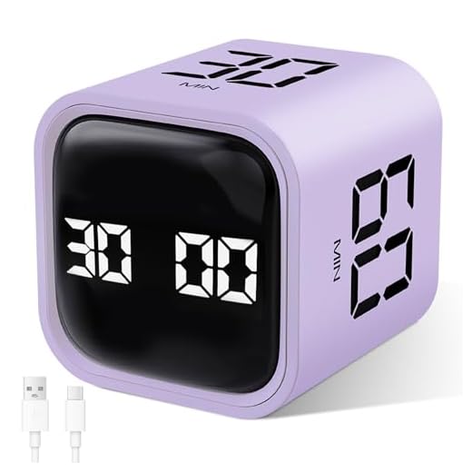 GuDoQi Multi-Function Cube Timer, 5/10/30/60 Min & Custom Count Down, Included Pause & Resume Feature, Silent, Vibrate & Adjustable Sound Alarm for Productivity in Tasks, Study & Kitchen, Purple