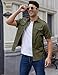 Gihuo Men Shirt Short Sleeve Military Button Down Army Tactical Shirt Utility Cargo Work Uniform Shirt Tops (Medium, Army Green)