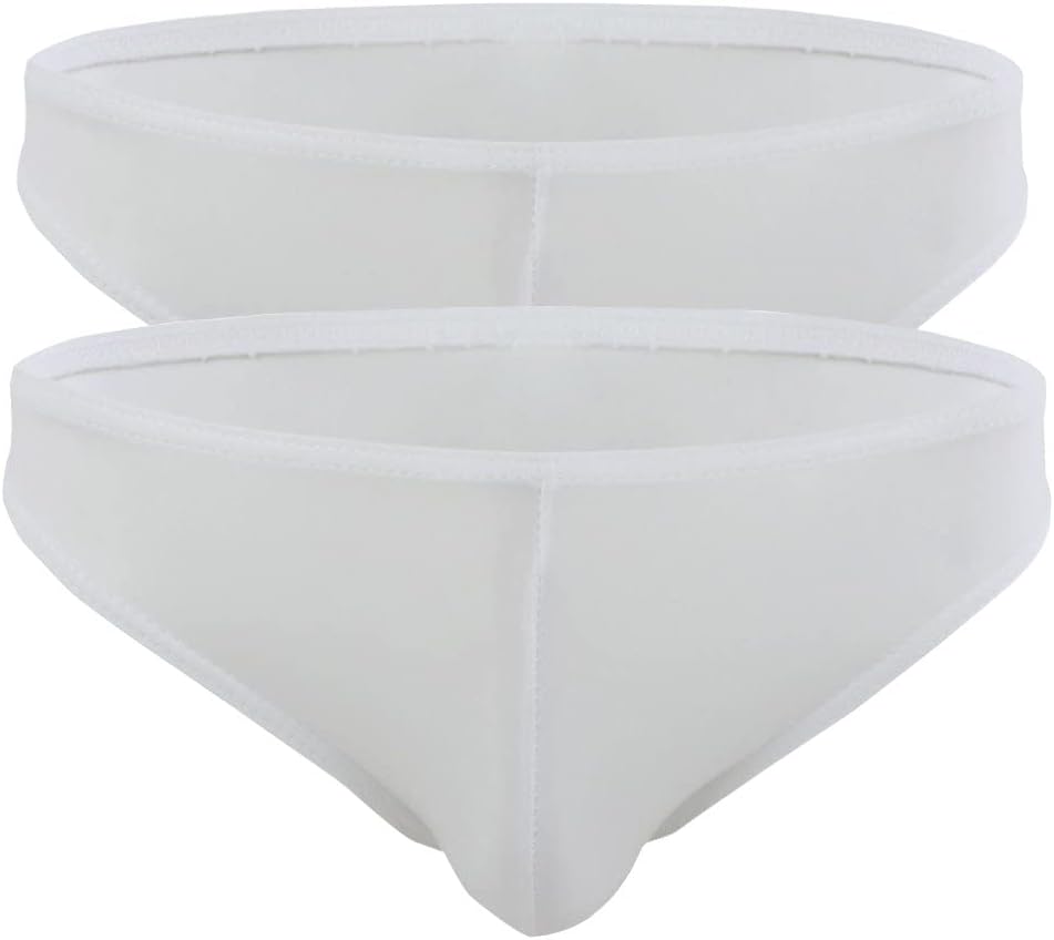 DDSCOLOUR Men Briefs Breathable Ice Silk Triangle Wide Waistband Bikinis Mini Boxer Panties [2 Red Pack] Large