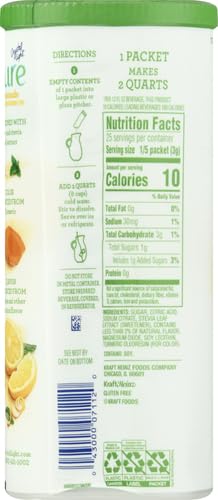 Crystal Light Pure Lemonade Naturally Flavored Powdered Drink Mix 5 Count Pitcher Packets