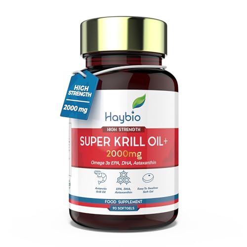 Krill Oil Capsules High Strength - Organic Joint Care Pain Relief Supplements - Antarctic Pills - includes Omega 3 (500mg), DHA & EPA 90 Softgels
