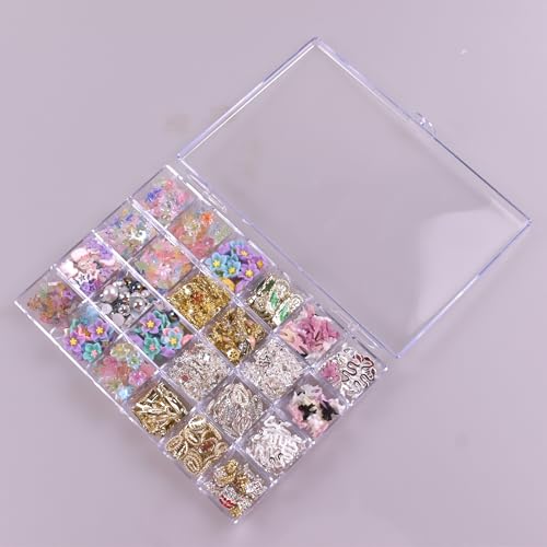 Image of 24 Slots Rhinestone Box Storage Containers Empty Clear Nail Art Decoration Storage Box for Nail Glitter Jewelry Crystal Diamond Accessories