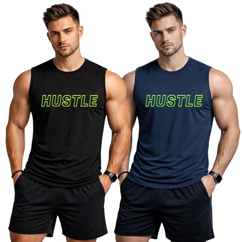 Image of 3Colours RGB Men's Active Wear Sleeveless Tank top, Gym Vest, Leisure wear CCUT Hustle
