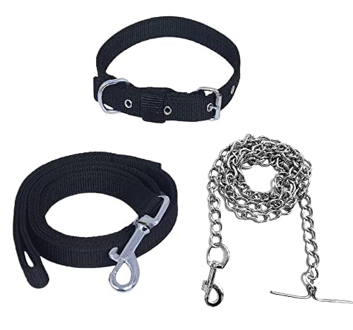 Fondle Black Belt/Puppy Collar Belt Dog Collar & Leash Steel Chain Dog Collar & Chain (B0C9TXYPDQ) Amazon Price History, Amazon Price Tracker