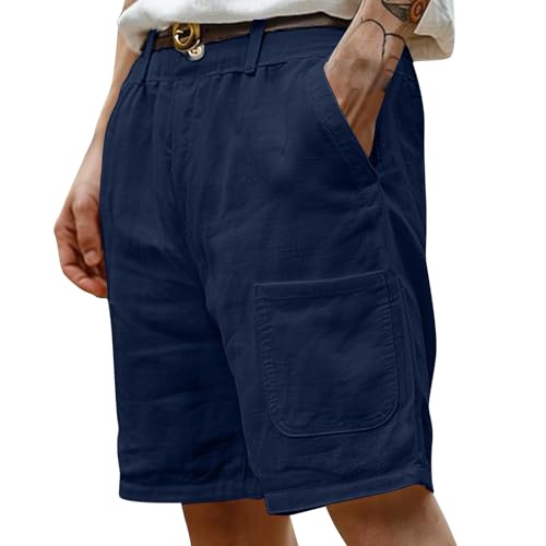 Bermuda Lino Uomo Leggeri Eleganti Bermuda Spiaggia Con Tasche E