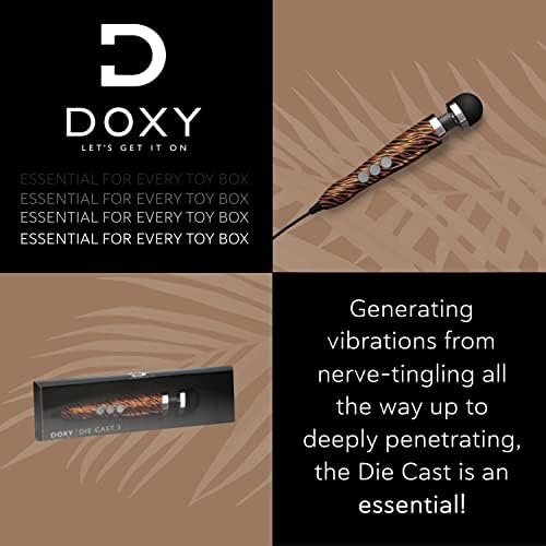 Doxy Die Cast 3 지팡이 마사지기 - 타이거 실리콘 헤드 및 메탈릭 마감 성인용 토이, 컴팩트 넥 마사지기 및 다용도 마사지 건 - 고급스럽고 가벼우며 탈착식 헤드 — 사진 5