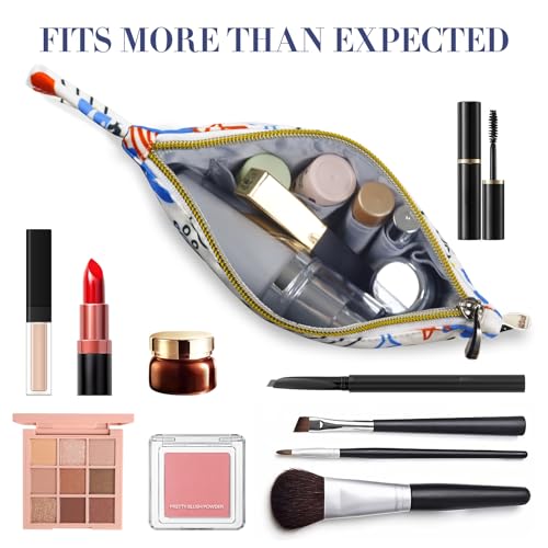 Image of Gloppie Small Makeup Bag Cosmetic Bag for Purse Cute Makeup Pouch White