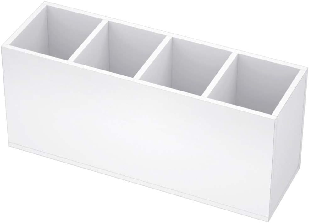 NIUBEE Acrylic Pen Holder 4 Compartments, Clear Pencil Organizer Cup for Countertop Desk Accessory Storage : Office Products