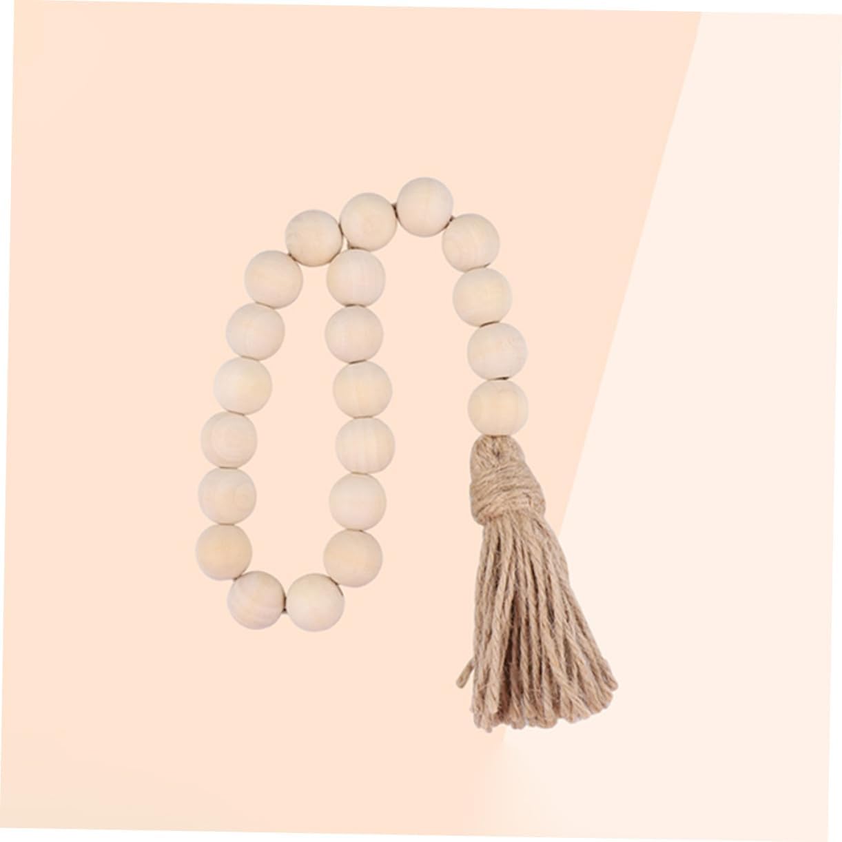 6pcs Rustic Wood Bead Garland with Tassels Natural Beaded Decoration for Home Coffee Bar and Wall Hanging Decor