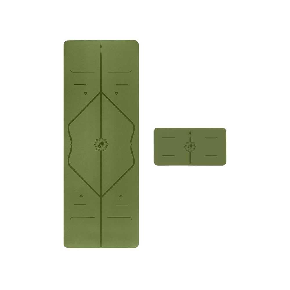 LIFORME Original Yoga Mat Yoga Pad Bundle Pack Patented Alignment System Eco-Friendly Non-Slip Warrior-Grip Made with Natural Rubber