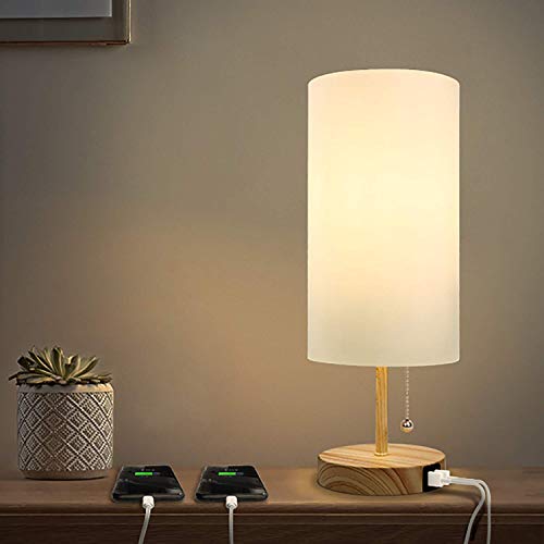 Albrillo Lampada da Comodino - E27 Lampada da Tavolo con 2 Porte...