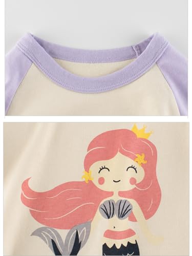 Image of Toddler Girls 2-Pack Long Sleeve T-Shirts Casual Graphic Cotton Tee Shirts (US, Age, 3 Years, Pink /Purple)