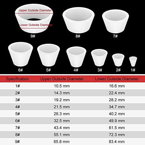 stonylab Silikon Filter Adapter Kegel, 9er-Pack Langlebiger Konischem Kragen Silikonstopfen Buchner Trichterkolben Kegel Adapter Set, Verschleißfeste Glatte Oberfläche, Weiß