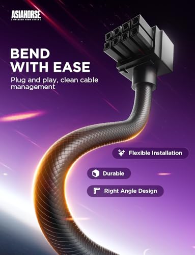 Image of AsiaHorse Hydrus-8PIN GPU PSU Extension Cable ARGB Light, Copper Wire Power Extension Cable Integrated Minimalist Design, 2000W Power (Whole Set), PC Power Cord for GPU Cable Management & DIY