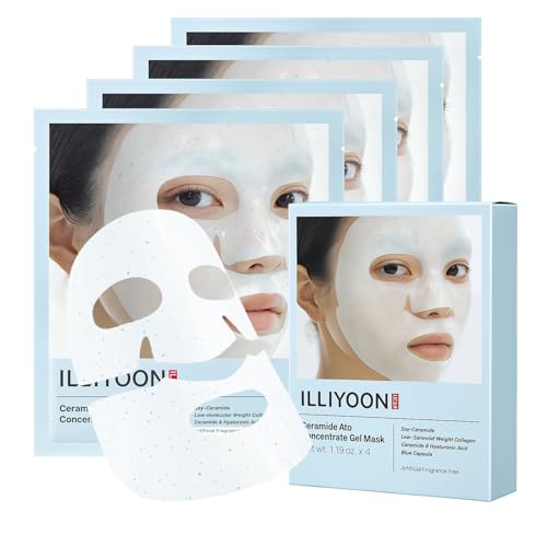 Illiyoon Ceramide Ato Concentrate Gel Face Mask | Ceramide & Collagen Hydrating Overnight Hydrogel Mask with Hyaluronic Acid, Korean Pore Tightening Sleep Mask, Sensitive Skin Care, Glass Skin Glow