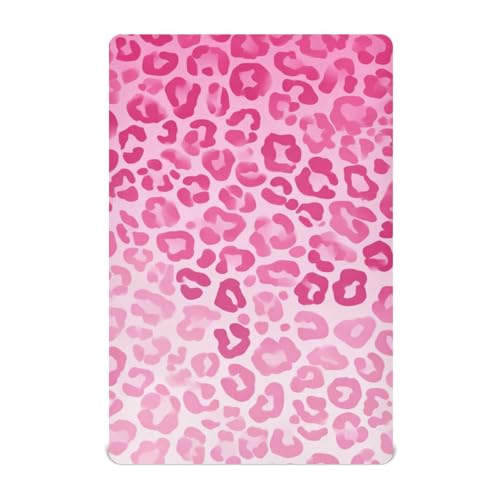 Image of Crib Sheet Breathable Soft Crib Mattress Sheet for Baby Toddler Boys Girls Fitted Crib Sheet Fit Standard Crib Mattress 52 x 28 Inch Gradient Pink Leopard Print