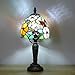 tuomoxte Tiffany Style Small Table Lamp,Green Beads Stained Glass 3 Color Temperature Antique Table Lamps,Bedside Nightstand Lamp for Bedroom,Living Room,Home Office, Include LED Bulb,6X6X12.5Inch