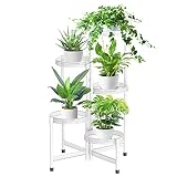 iDavosic.ly 5 Tier Metal Plant Stand for Indoor Outdoor, Foldable Corner Tall Plant Shelf Display St