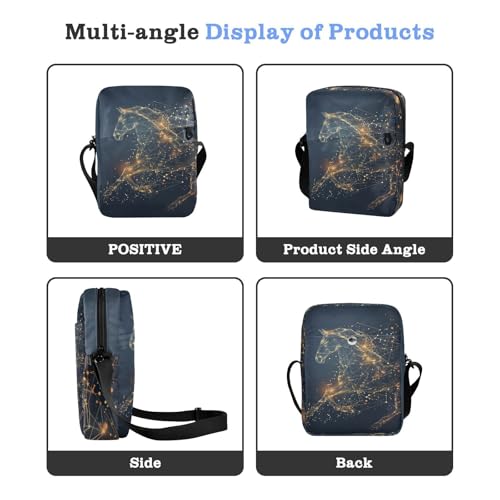 messenger bag for women crossbody men's shoulder bag Womens Cross Body Purse Bags Adjustable Strap for School School- Digital Style Glitter Running Horse4
