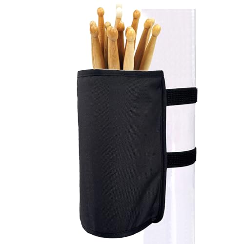 KOSTOO Drumstick Halter Drumsticks Nylon Halter Hohe Kapazität Tasche für Drumsticks Pinsel Schlägel mit zwei Klettbändern Befestigung am Schlagzeug & Notenständer