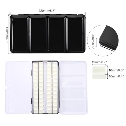 PATIKIL Paleta de aquarela vazia, lata de aquarela de metal com 52 peças, caixa de tinta com tampa p