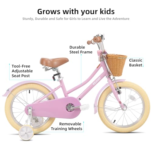 KEANO 16" Kids Bike for 4-7 Yrs, Training Wheels & Basket, Pink by KEANO - Used condition - Image 2