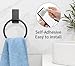 STWWO Adhesive Towel Holder, Hand Towel Holder for Bathroom, Self Adhesive Hand Towel Rings, Black, 2 Pack